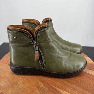SPRING STEP boots women's zip it boots in olive green sz 36 5.5-6